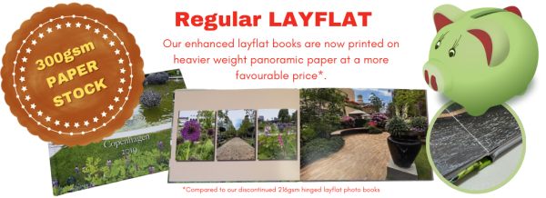 Regular layflat photo books printed on 300gsm paper