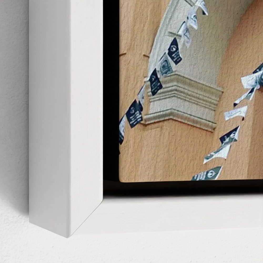 white framed canvas with black side wrap edge