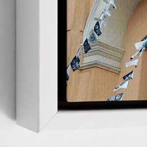 white framed canvas with black side wrap edge